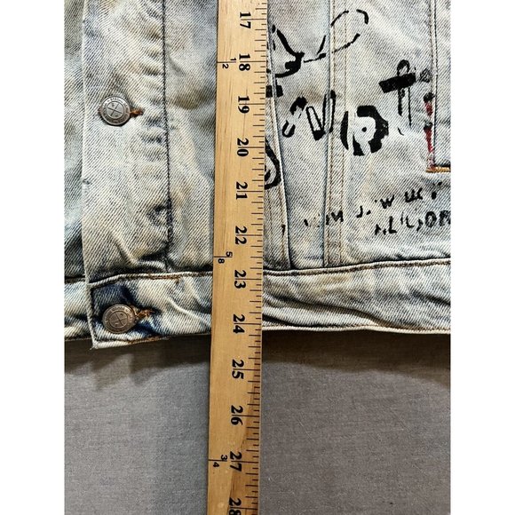 Zara Graffiti Jean Jacket Womens Large Acid Wash Button Pocketed‎ Ladies. - Picture 7 of 8